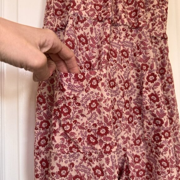 Faherty Adella Floral Jumpsuit Size XS Red Pink Pockets Resortwear - Picture 15 of 15